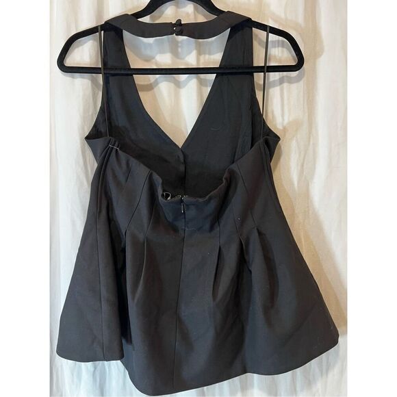 Reformation Women's Black Open Back Button-Down Peplum Summer Top Size 10 NWOT - Picture 8 of 11